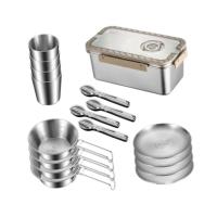 Camping Messware Kit Outdoor Dinnerware Plates Bowls Cups Supplies Versatile Cooking Tableware Utensil for Outdoor Activities