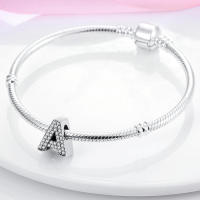 Series de Encantos de Plata Esterlina S925 Letras de Alfabeto Ajuste para Pulsera y Brazalete de 3mm Joyería Fina de Cumpleaños para Mujeres - details 0