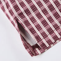 Pantalones cortos básicos cómodos e informales sueltos con botones de cintura elástica tejidos a rayas de verano para mujer - details 52