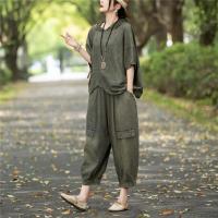 Conjunto Casual de Verano Oversize Tops con Capucha Pantalones Holgados Elásticos Estilo Vintage - details 4