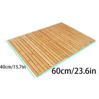 Alfombra de baño de bambú Natural de 40x60cm, alfombra rectangular plegable para suelo de ducha, alfombra de baño antideslizante impermeable, alfombra para dormitorio - details 0