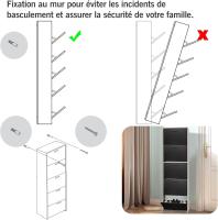 Mueble zapatero de 12 pares - Estantería de gran capacidad para vestíbulo o pasillo - (ancho) 60 x (profundidad) 24 x (alto) 80 cm - Madera clara blanca - details 124