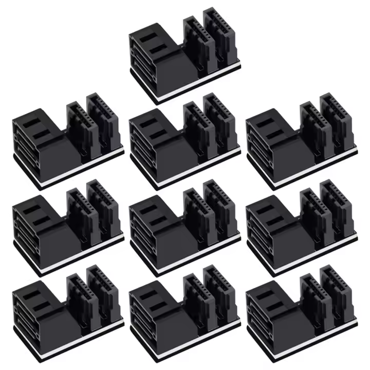 Adaptador Doble SATA para ordenador de escritorio, placa base con ángulo de 90 grados, 10 piezas, 7 pines, hembra a 7 pines, macho, SSD, HDD - 1