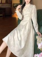 Ropa de mujer temperamento nuevo estilo chino largo primavera delgado suave sólido Jacquard vestidos elegantes - details 4