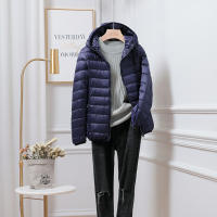 Chaqueta de plumón ultraligera con capucha para mujer, cálida y fina, talla grande - details 12