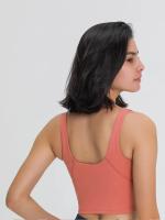 Camiseta sin mangas con estante incorporado, sujetador corto con relleno extraíble, sujetador deportivo tipo palangre para yoga y gimnasio - details 15
