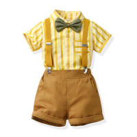Conjunto de verano para niños, camisa elegante para bebé, monos de estilo coreano para niños, conjunto de traje de caballero de boda con lazo - details 5
