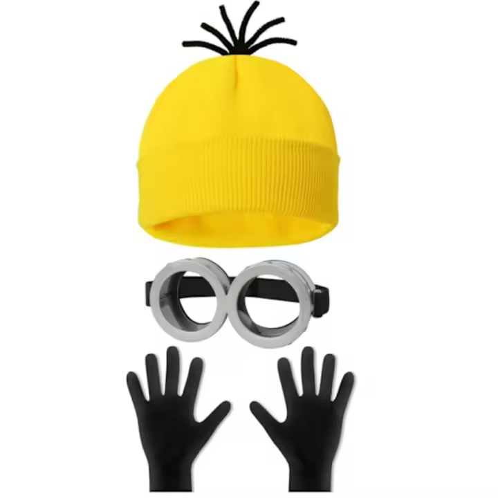 Disfraz de Halloween, gorro, minions, gafas, guantes, disfraz de mascarada, accesorios de juego de rol para adultos - 1
