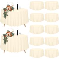 Mantel redondo blanco de 12 piezas, mantel redondo de 90 pulgadas de poliéster, manteles blancos para mesas redondas, resistente al agua y a las manchas - details 5