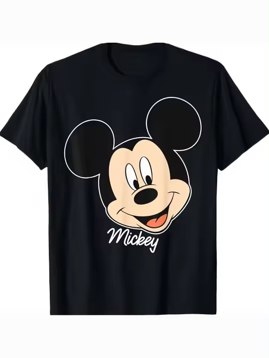 CAMISETA Mickey Y Sus Amigos Mickey Mouse Big Face Camiseta, Negro - - 1