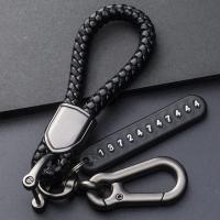 Llavero de Coche de Cuero con Cuerda de Tirantes Accesorio de Llavero de Vehículo Automotriz con Número de Teléfono Regalo Ideal para el Marido - details 10