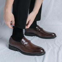 Zapatos formales de negocios para hombre, calzado de cuero PU de tacón bajo, estilo británico, hebilla de Metal a la moda - details 25