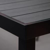 Mesa de Comedor Exterior de Aluminio Tamaño para 8 Personas con Encimera de Listones para Balcón Terraca 190x90x74 cm Negro - details 7