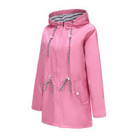 Camiseta impermeable con capucha a rayas de manga larga para mujer, longitud media - details 45