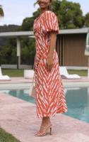 BUNO-Casual para Mujer, Corte en A, Cintura Alta, Cuello en V, Sexy, Bohemia, Midi de Verano con Mangas Abullonadas, Elegante Vestido de Fiesta Vintage - details 10