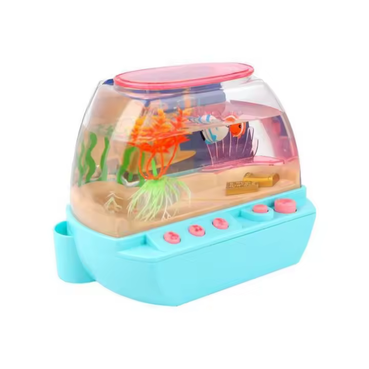 Juguete de acuario Artificial creativo, Mini pecera de simulación de dibujos animados, eléctrica, encantadora, con luz LED, tanque para cultivo de mascotas acuáticas - 1