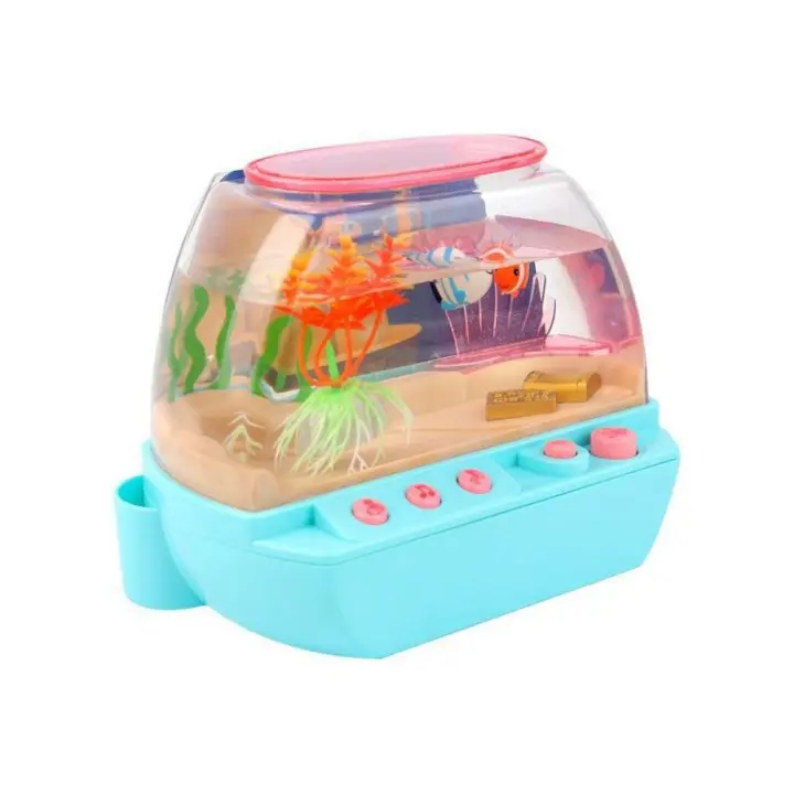 Juguete de acuario Artificial creativo, Mini pecera de simulación de dibujos animados, eléctrica, encantadora, con luz LED, tanque para cultivo de mascotas acuáticas - 1