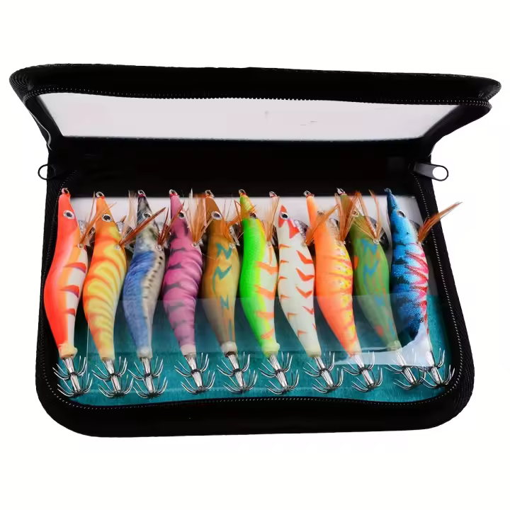Señuelos De Pesca Artificiales, Plantilla De Calamar, Anzuelo De Madera, 10 Piezas - 1