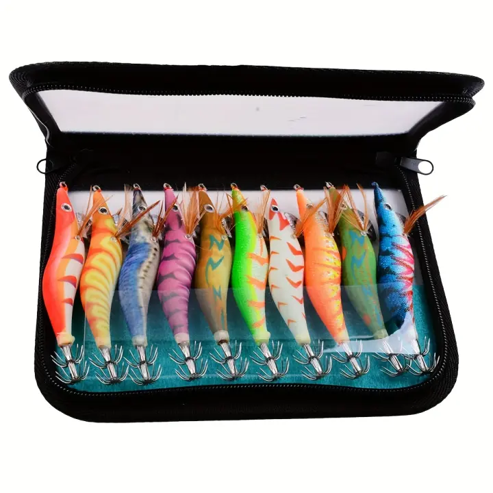 Señuelos De Pesca Artificiales, Plantilla De Calamar, Anzuelo De Madera, 10 Piezas - 1