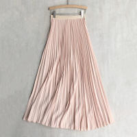 Falda Plisada Elegante Para Mujer Cintura Alta Larga Midi Color Negro Alta Calidad Saia Elegante Para Damas De Negocios Y Fiestas - details 9