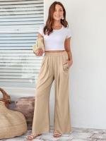 Pantalones sueltos y cómodos de pierna recta, pantalones de mujer con cintura elástica para - details 12