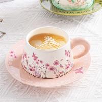 Juego de Taza de Café de Cerámica Vintage Pintura al Óleo de Lirio Floreciente en los Valles - details 2