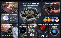 2024 Nuevo reloj inteligente para hombres 1,85 pulgadas 360*360 HD AMOLED pantalla táctil completa, reloj de trayectoria GPS, brújula,100 + modo deportivo, Impermeable,710mah, oxígeno en sangre, reloj deportivo de llamada Bluetooth Para iOS y Android - details 3