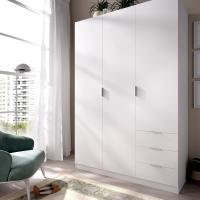 Armario ropero de 3 Puertas y 3 cajones, Gran Capacidad, Natural/Blanco, 121x184x52 cm - details 26