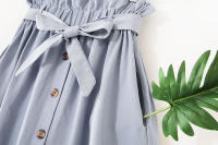 Women summer midi elegant solid high waist a-line cotton skirt - details 10