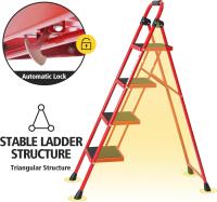 Escalera Plegable 4 Peldaños, Escalera de Tijera con Pedales Antideslizantes Anchos, Barandilla, Escalón Taburete de Acero Portátil Uso Hogar Cocina Oficina, Carga hasta 150 kg, Blanco - details 27