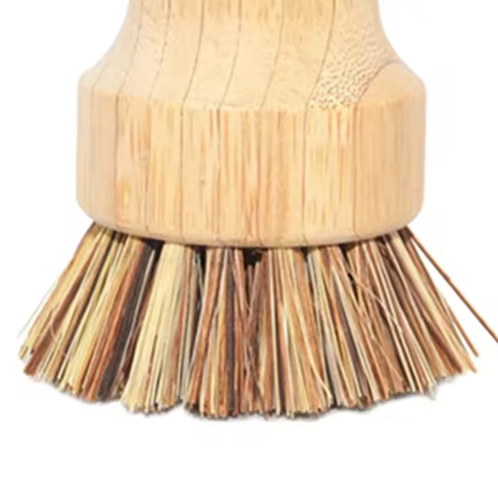 Juego de Cepillos de Cocina de Bambú 2Pcs Set de Limpieza Natural para Ollas de Hierro Fundido - 1