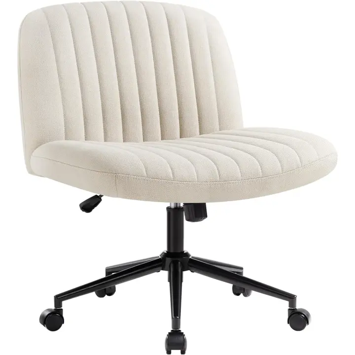 Silla de oficina sin brazos,Silla de tocador giratoria con ruedas,Silla de escritorio de altura ajustable con acolchado de tela,Silla tapizada con respaldo medio,para casa, oficina,dormitorio - 1