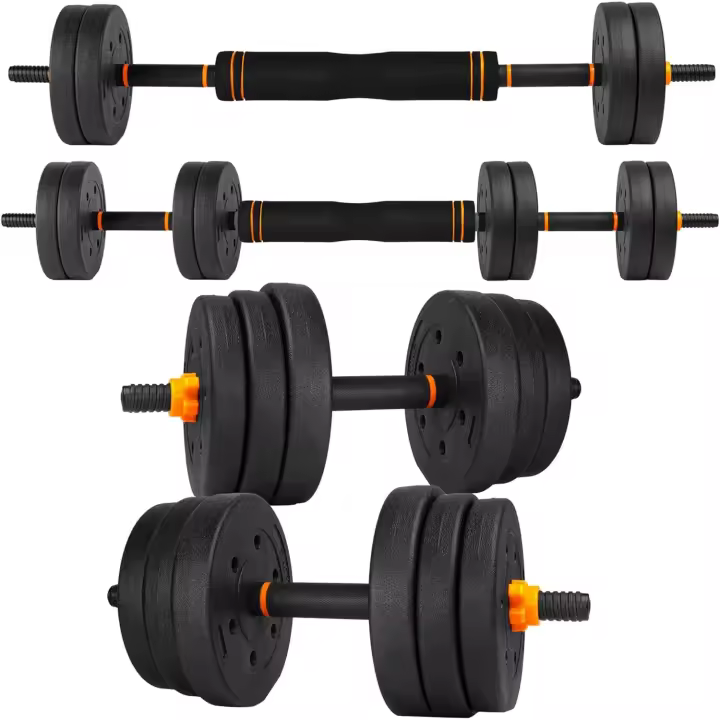 Ajustables【Discos de Cemento |   10-40 kg】con Barra Recta de Conexión |   Pesas Ergonómicas para Hombres y Mujeres, Gimnasio en Casa, Fitness (Transformador Rojo/Naranja) - 1