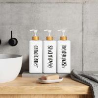 Dispensador de baño de 500 ml, botella con bomba de bambú para llenar champú, gel de baño y loción - details 1
