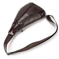 Bolso de pecho de cuero de vaca suave para hombres, paquete de pecho de cuero genuino, bandolera pequeña, bolso antirrobo, café - details 21