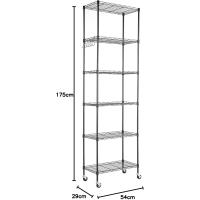 Estantería de Alambre de 6 Niveles con Ruedas Altura Ajustable, Resistente, Ideal para Baño, Cocina, Garaje, Dormitorio Color Plateado - details 11