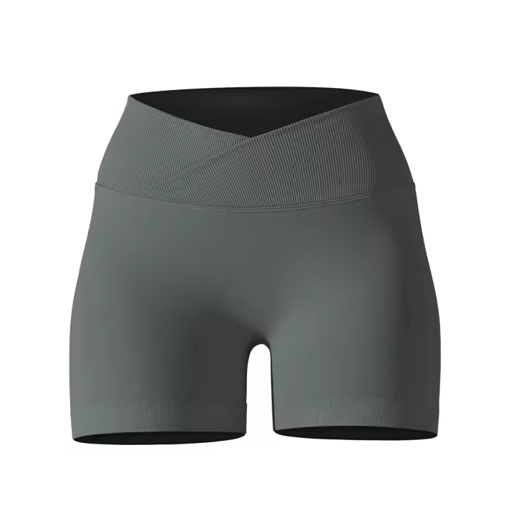 De High Belt para fitness, Gimnasio, Scrunch Butt, Correr, entrenamiento Pantalones cortos deportivos sin costura para mujer, Mallas cruzadas - 1