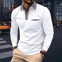 Nueva camiseta de manga larga de moda de primavera y otoño, polo con solapa para hombre a juego con el color. - details 3