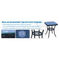 Conjunto de 1 Mesa 2 Sillas Muebles Ratán para Jardín
