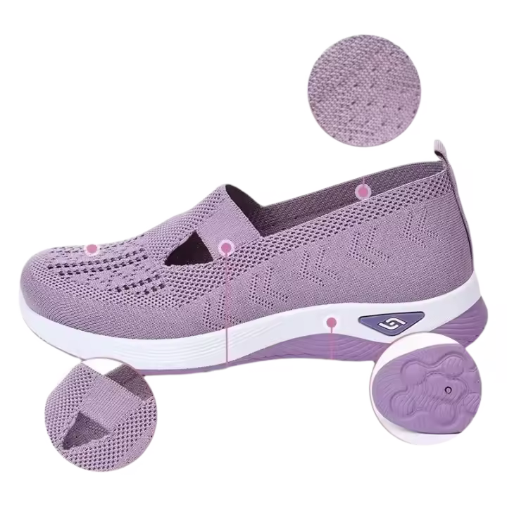 Zapatos De Mujer Verano Nuevo Confort Casual Moda Suela Suave Transpirable Zapato Plano Hueco Para Mujer Zapatos De Vulcanización Adulto Material Superior Algodón - 1