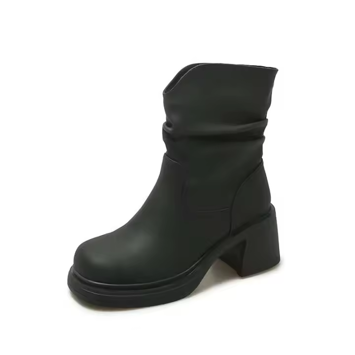 2024 nuevos zapatos de mujer cómodos de moda con punta redonda y botines - 1