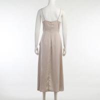 Vestido verde para mujer con cinturón, lazo en la espalda y abertura hueca. - details 4