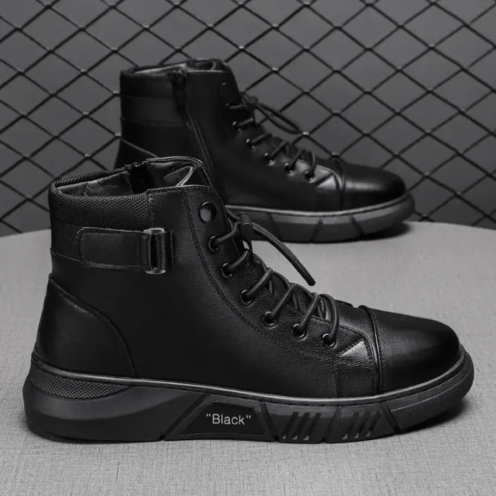 Botas de Motocicleta de Cuero de Moda 2024 Botas de Alta Comodidad Impermeables para Trabajo y Seguridad - 1