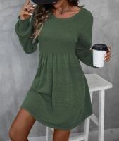 Vestido tipo suéter de punto liso, minivestido elegante de manga larga, ropa de mujer - details 7