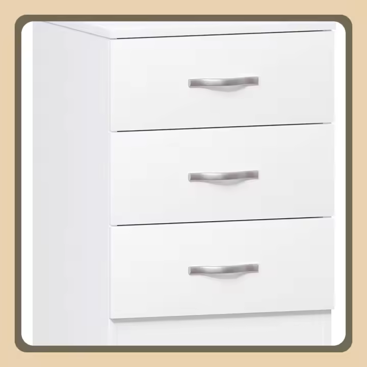 Inicio Descuento Blanco Pecho de cajones, 3 cajones con Tiradores metálicos y Corredores, único cajón Anti-Amarre Apoyo, Riano Dormitorio Muebles de Almacenamiento - 1