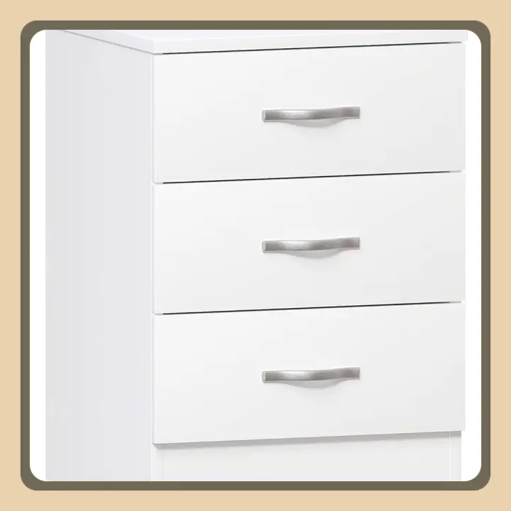 Inicio Descuento Blanco Pecho de cajones, 3 cajones con Tiradores metálicos y Corredores, único cajón Anti-Amarre Apoyo, Riano Dormitorio Muebles de Almacenamiento - 1