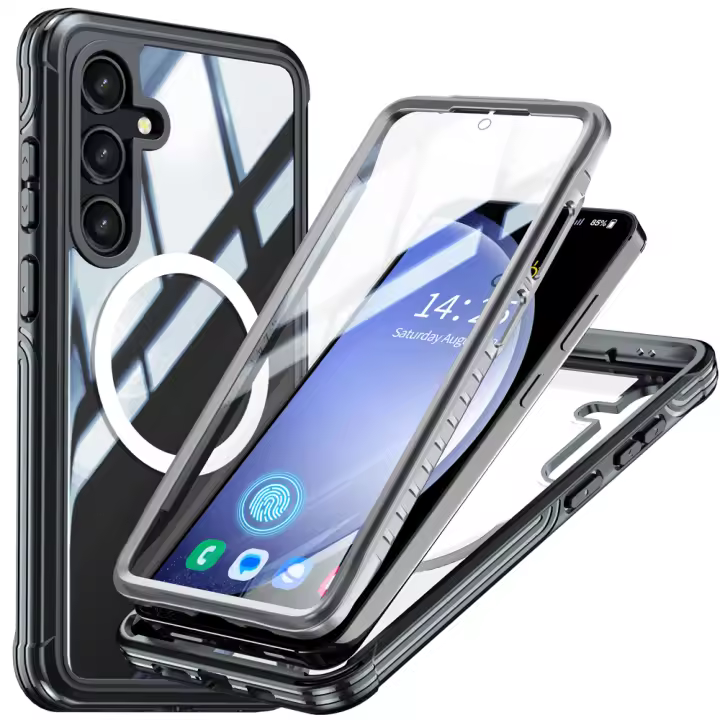 Funda protectora transparente de TPU de doble capa para Samsung Galaxy S25 Ultra S24 Plus, carga inalámbrica MagSafe con cubierta de película de pantalla - 1