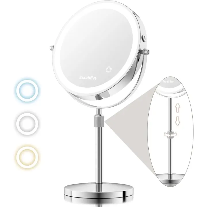 Aumento iluminado grande de 8 pulgadas, luces de aumento recargables 15X/1X, mesa iluminada con atenuación continua y altura ajustable, - 1