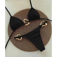 Nuevo Bikini Sexy de Color sólido con cordones dividido traje de baño de dos piezas para mujer - details 0
