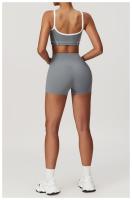 Conjunto de Yoga sin Mangas Estilo Gimnasio para Mujeres Conjunto Deportivo de Primavera/Verano con Levantamiento de Cintura y Cadera Bra+Shorts - details 7